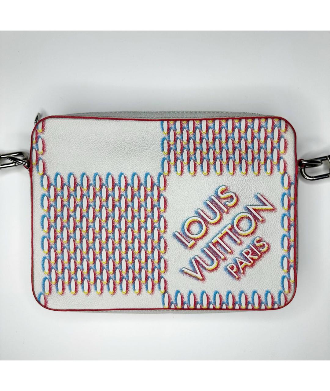 LOUIS VUITTON Белая кожаная барсетка, фото 3