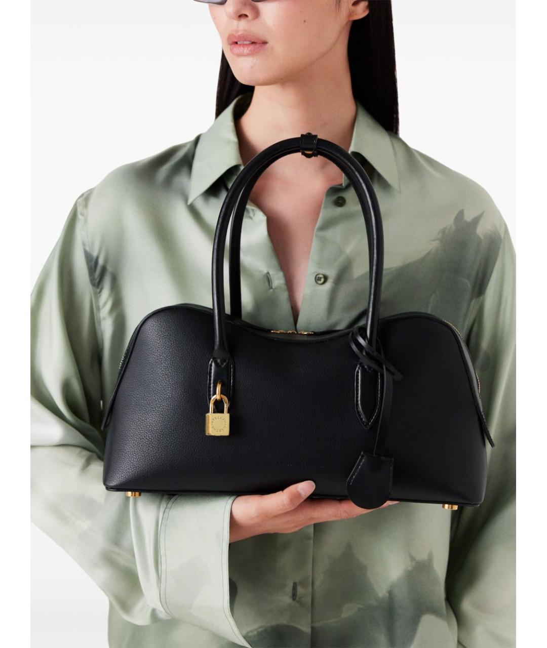 STELLA MCCARTNEY Черная кожаная сумка через плечо, фото 4