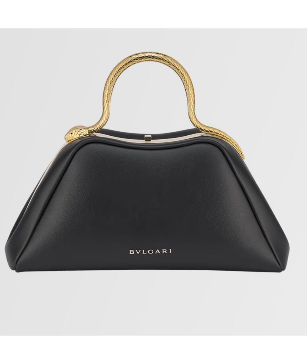 BVLGARI Черная кожаная сумка с короткими ручками, фото 6