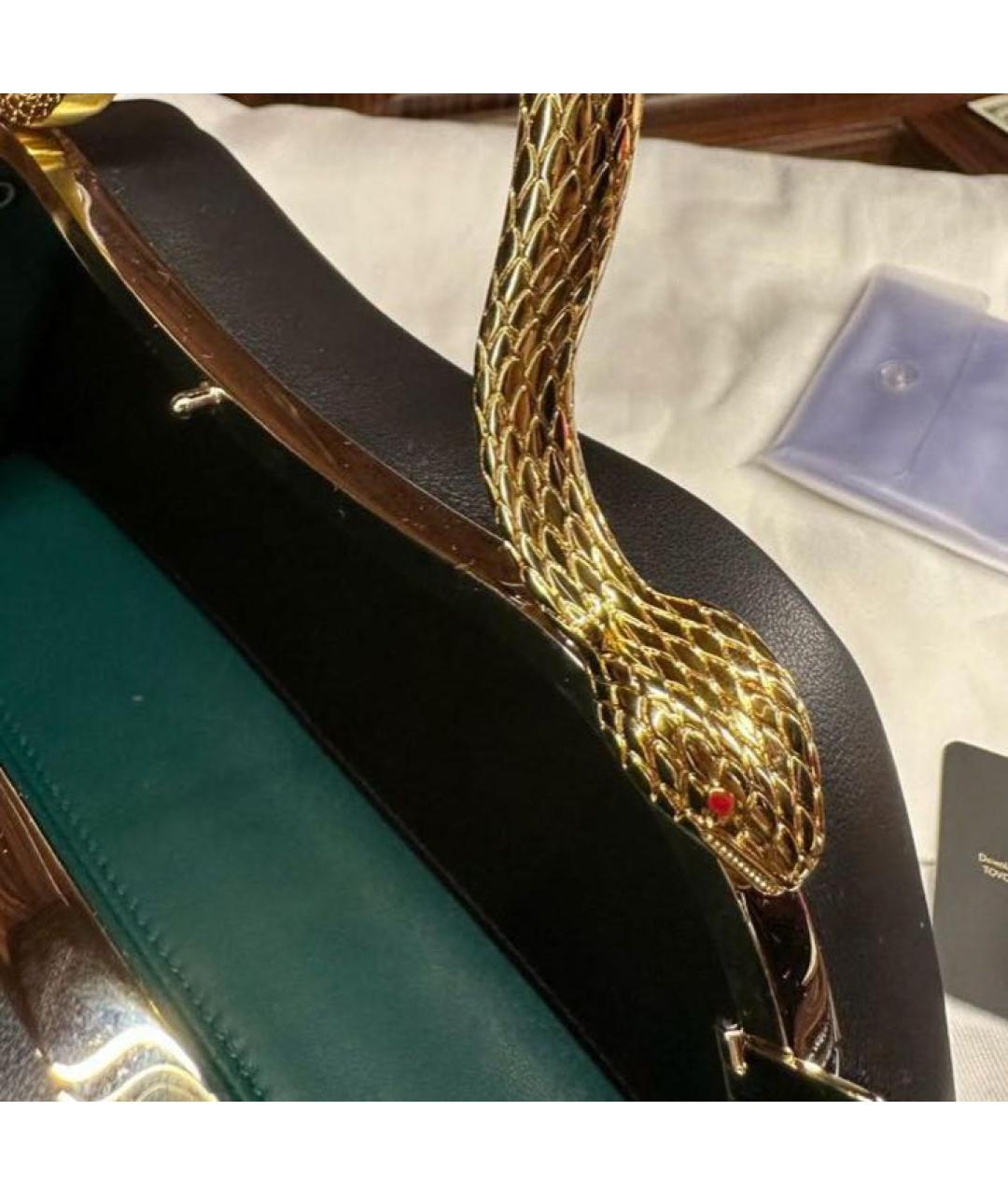 BVLGARI Черная кожаная сумка с короткими ручками, фото 4