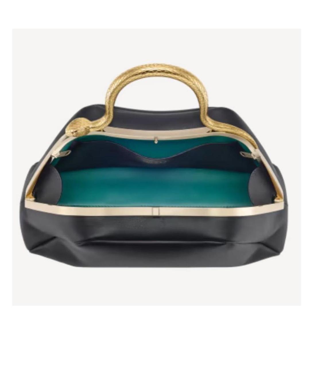 BVLGARI Черная кожаная сумка с короткими ручками, фото 2