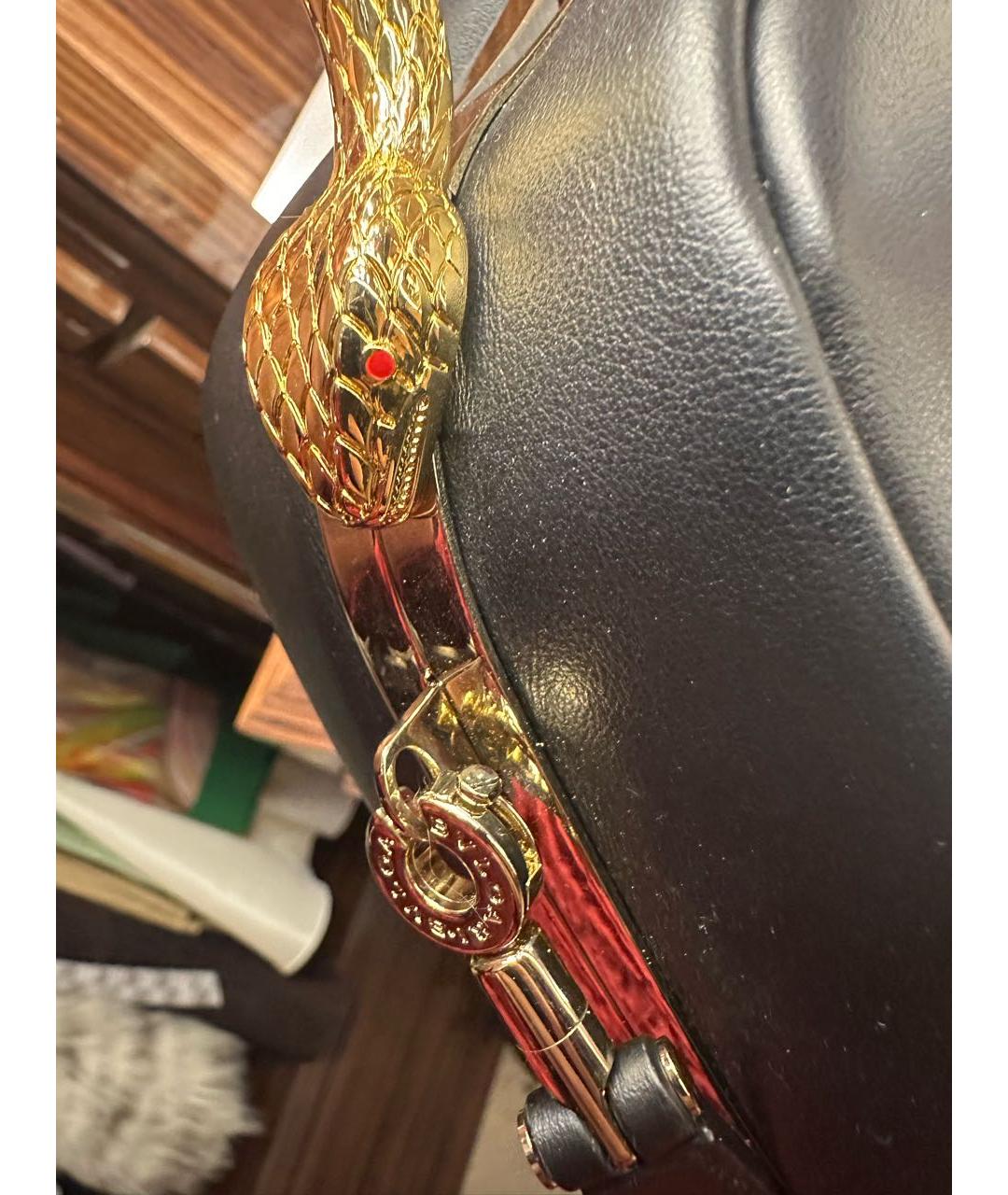 BVLGARI Черная кожаная сумка с короткими ручками, фото 7