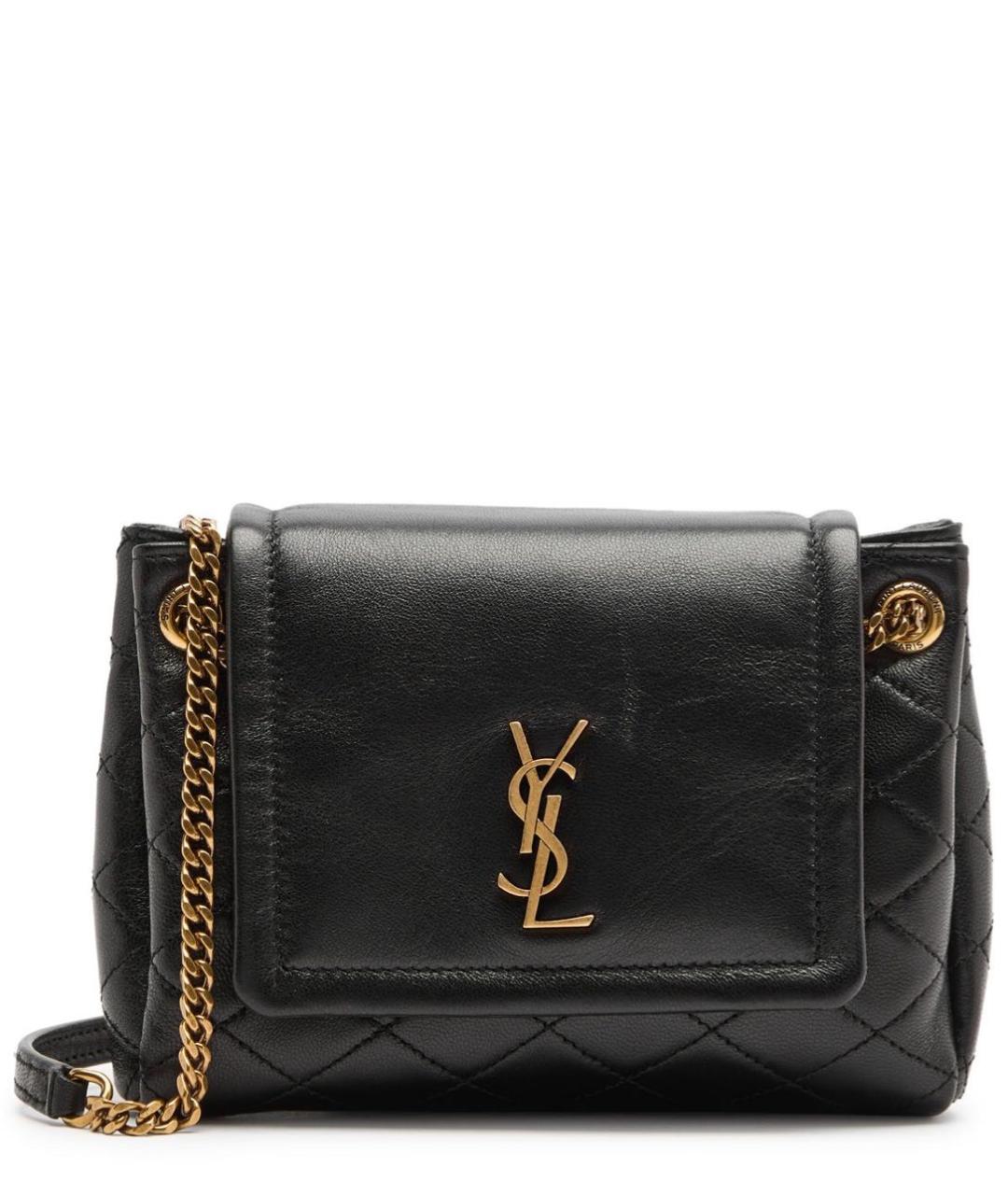 SAINT LAURENT Черная кожаная сумка через плечо, фото 4