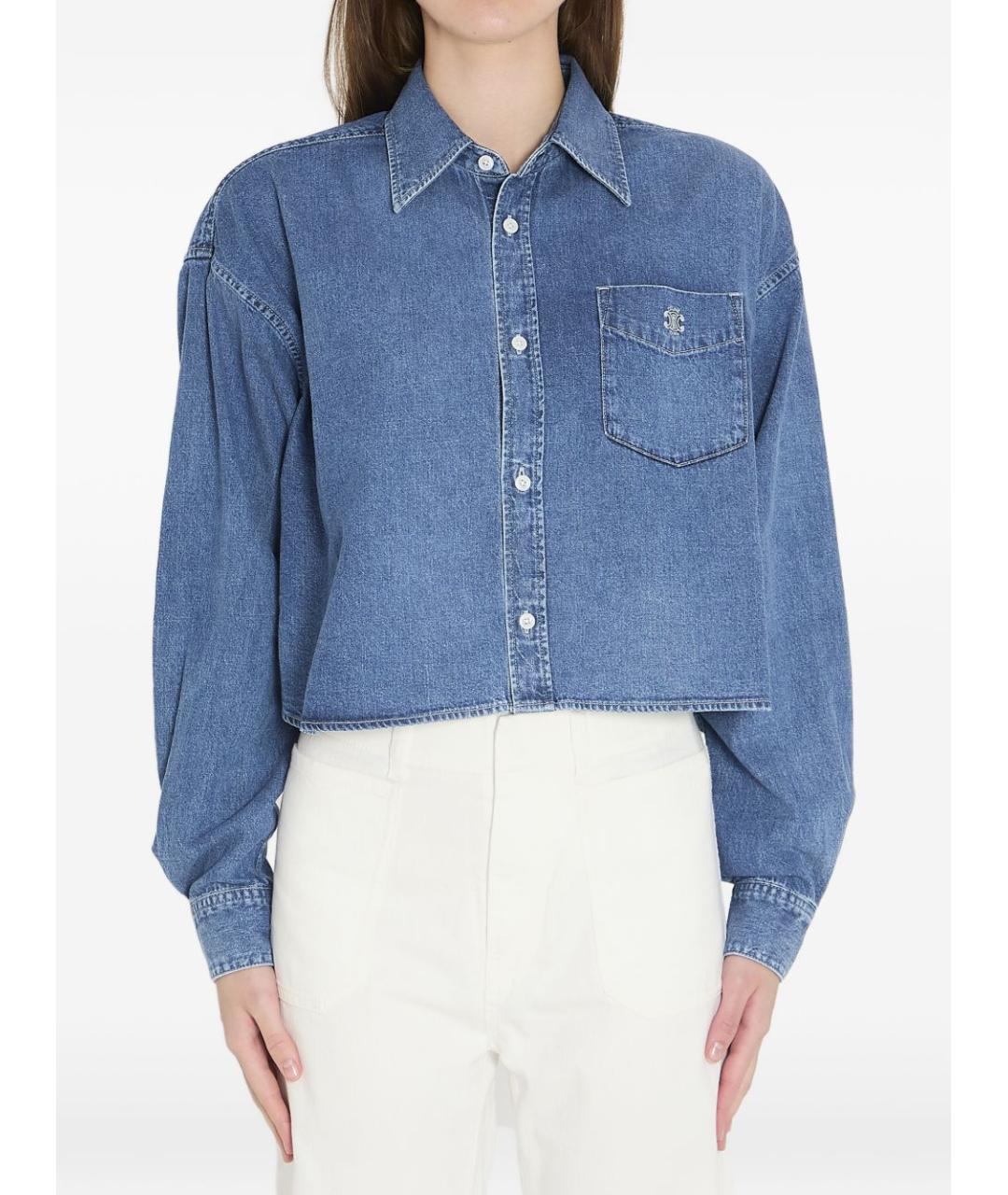 CELINE Голубая хлопковая рубашка, фото 5