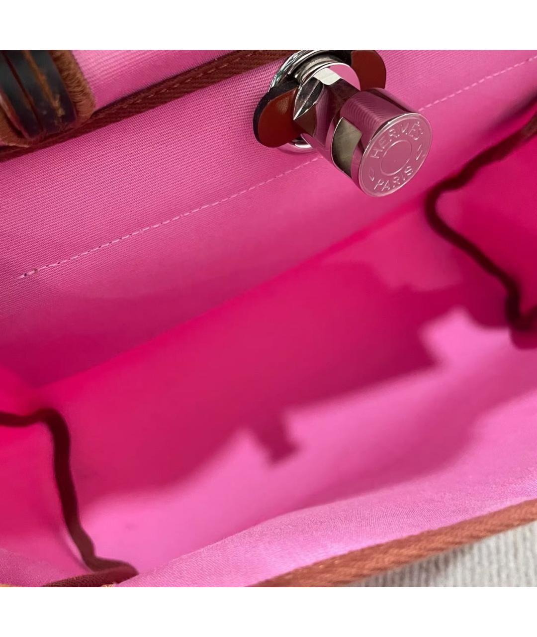 HERMES Розовая кожаная сумка с короткими ручками, фото 7