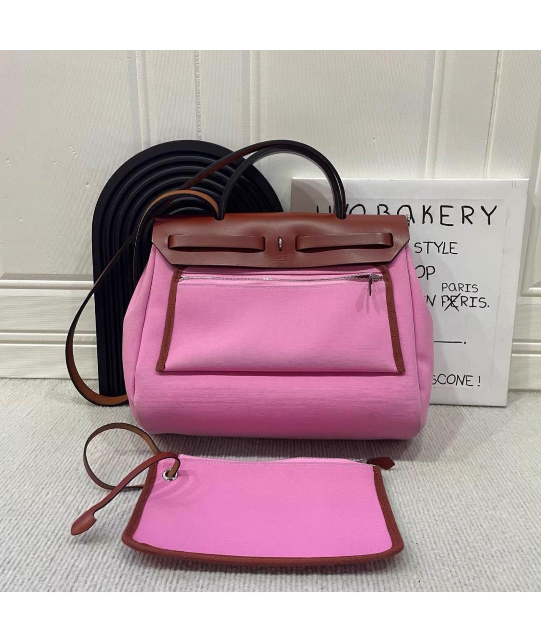 HERMES Розовая кожаная сумка с короткими ручками, фото 2