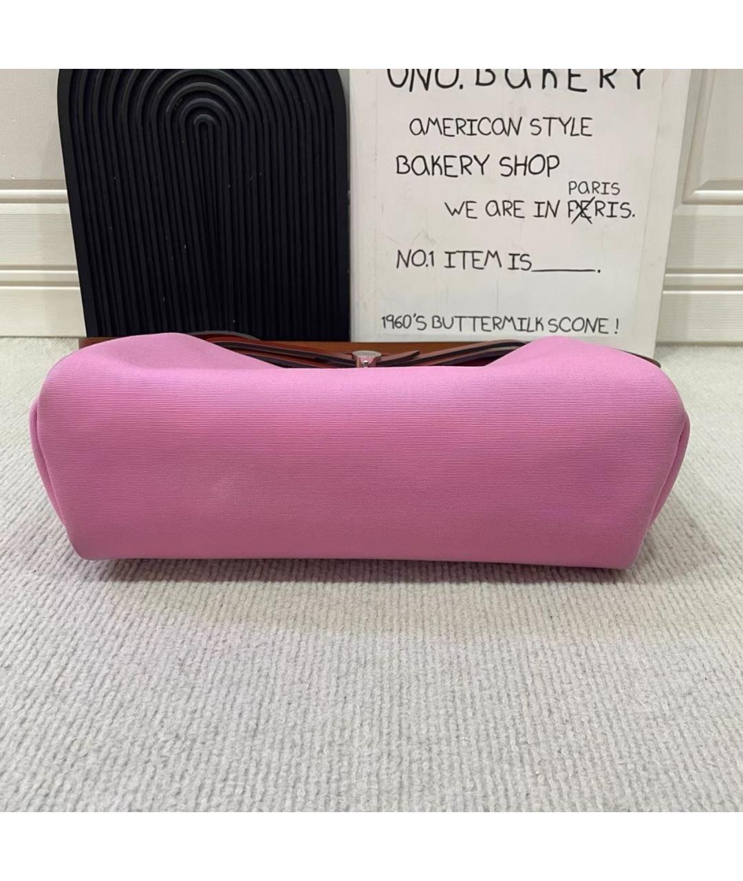 HERMES Розовая кожаная сумка с короткими ручками, фото 6