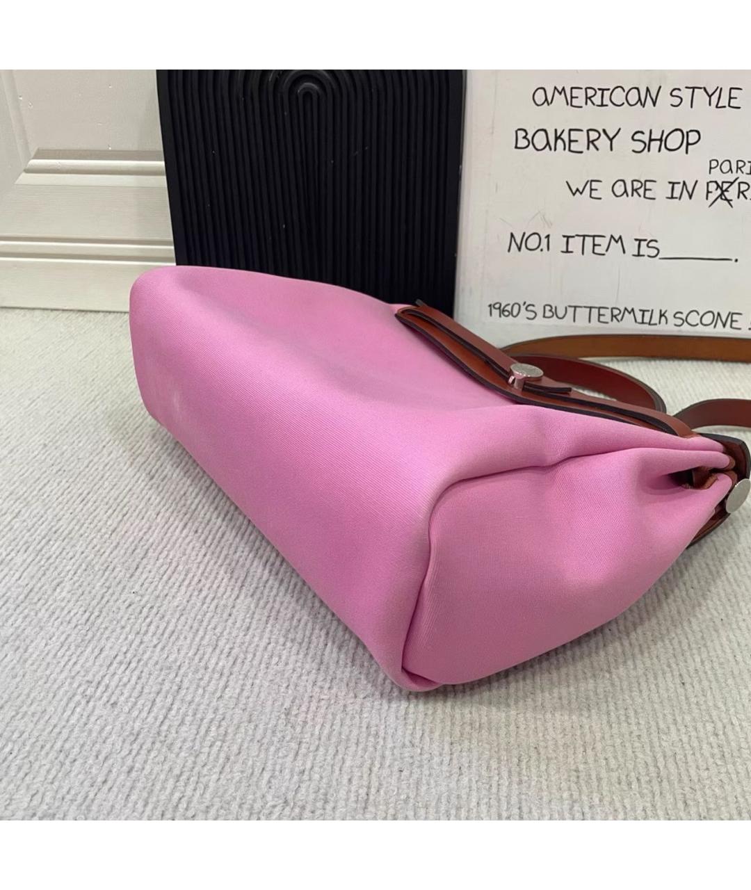 HERMES Розовая кожаная сумка с короткими ручками, фото 5