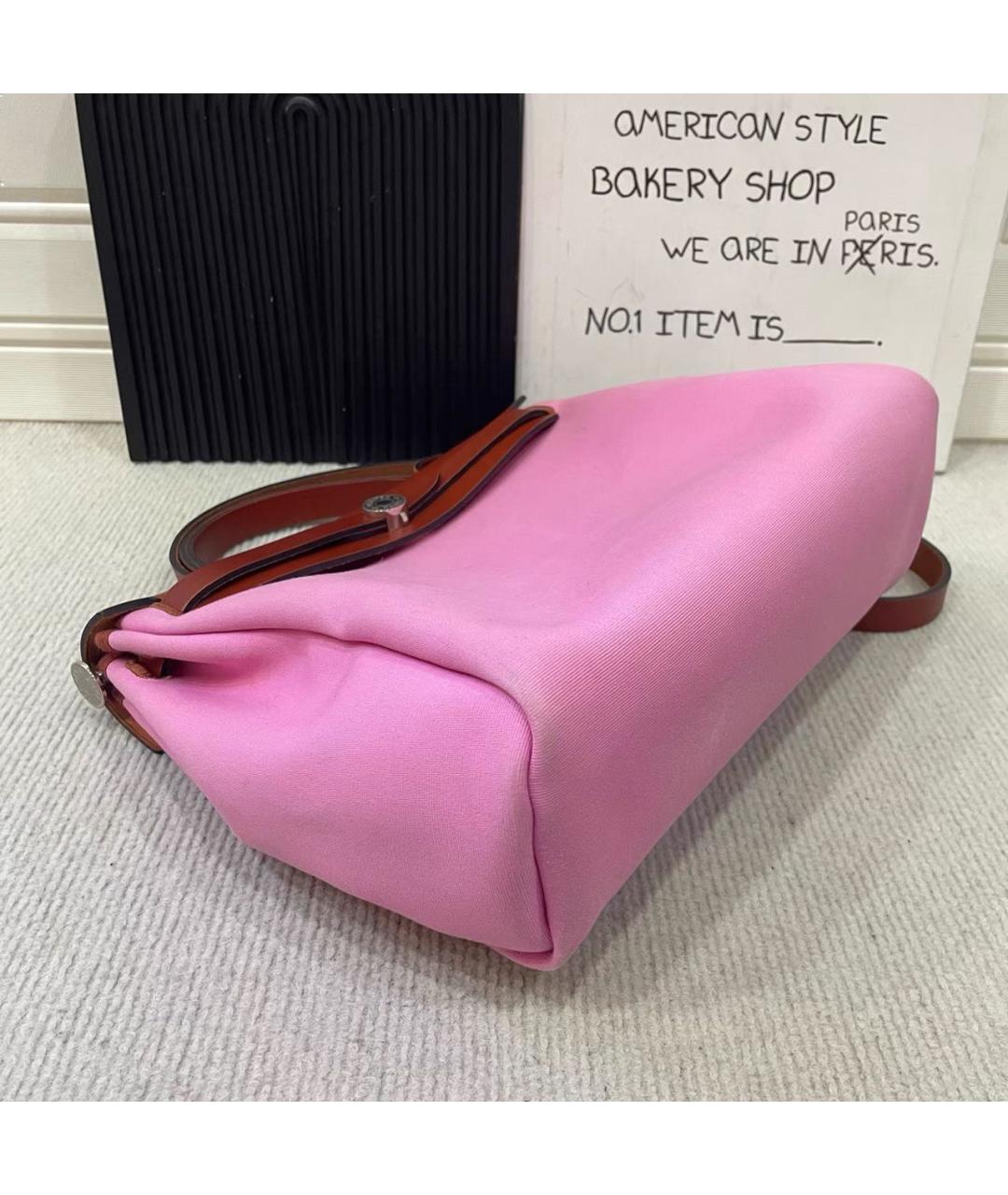 HERMES Розовая кожаная сумка с короткими ручками, фото 4