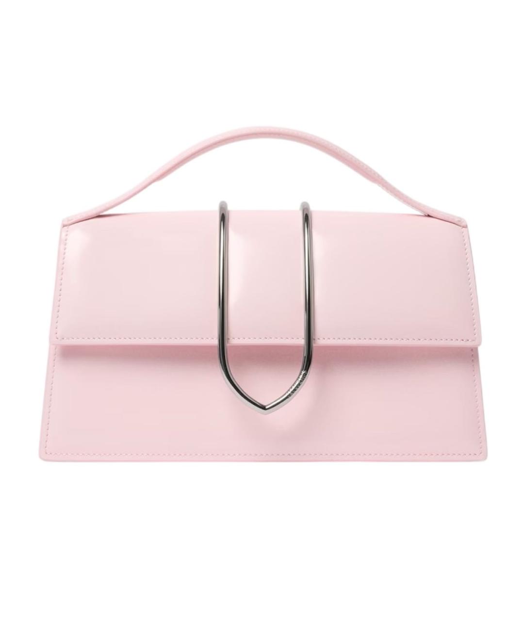 JACQUEMUS Розовая кожаная сумка с короткими ручками, фото 1