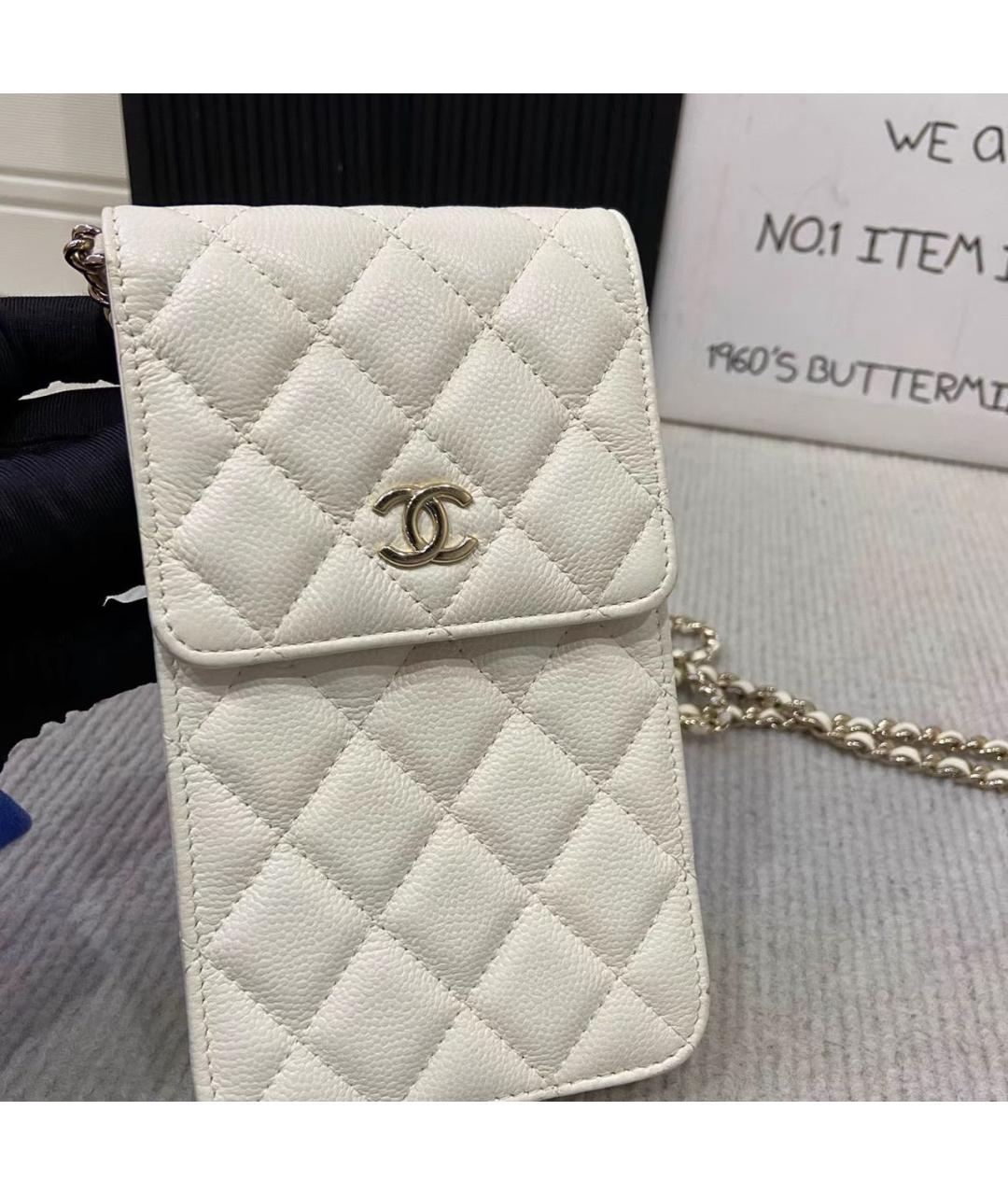 CHANEL Белая кожаная сумка через плечо, фото 6
