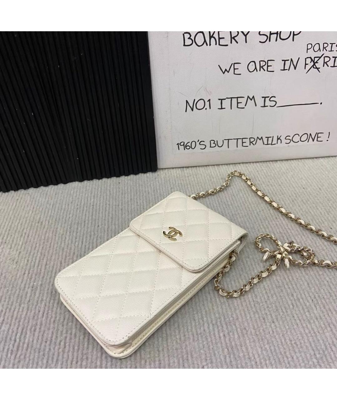 CHANEL Белая кожаная сумка через плечо, фото 5