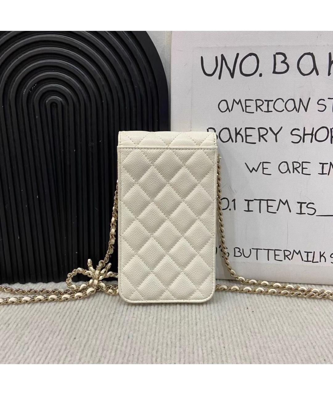 CHANEL Белая кожаная сумка через плечо, фото 2