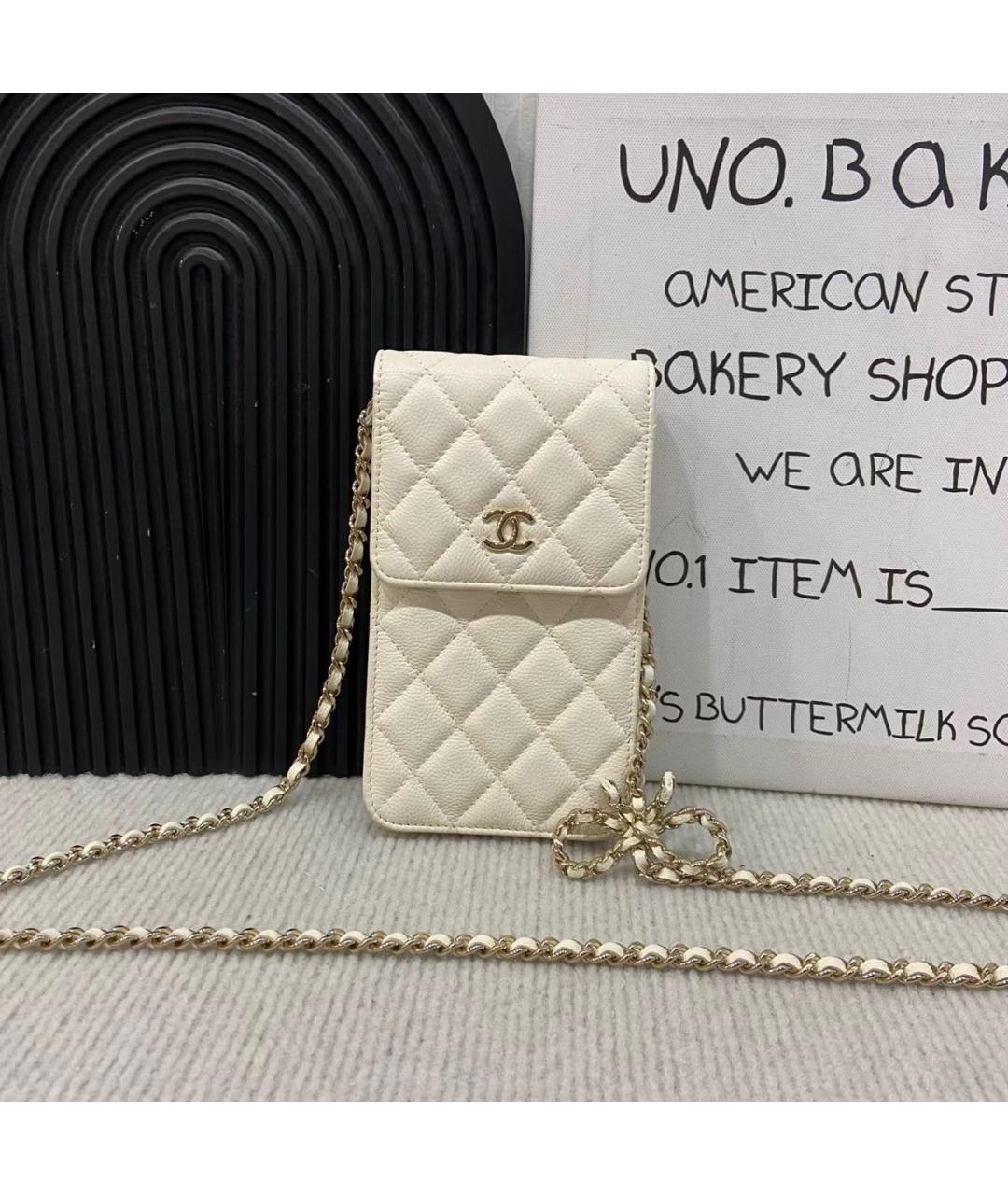 CHANEL Белая кожаная сумка через плечо, фото 8