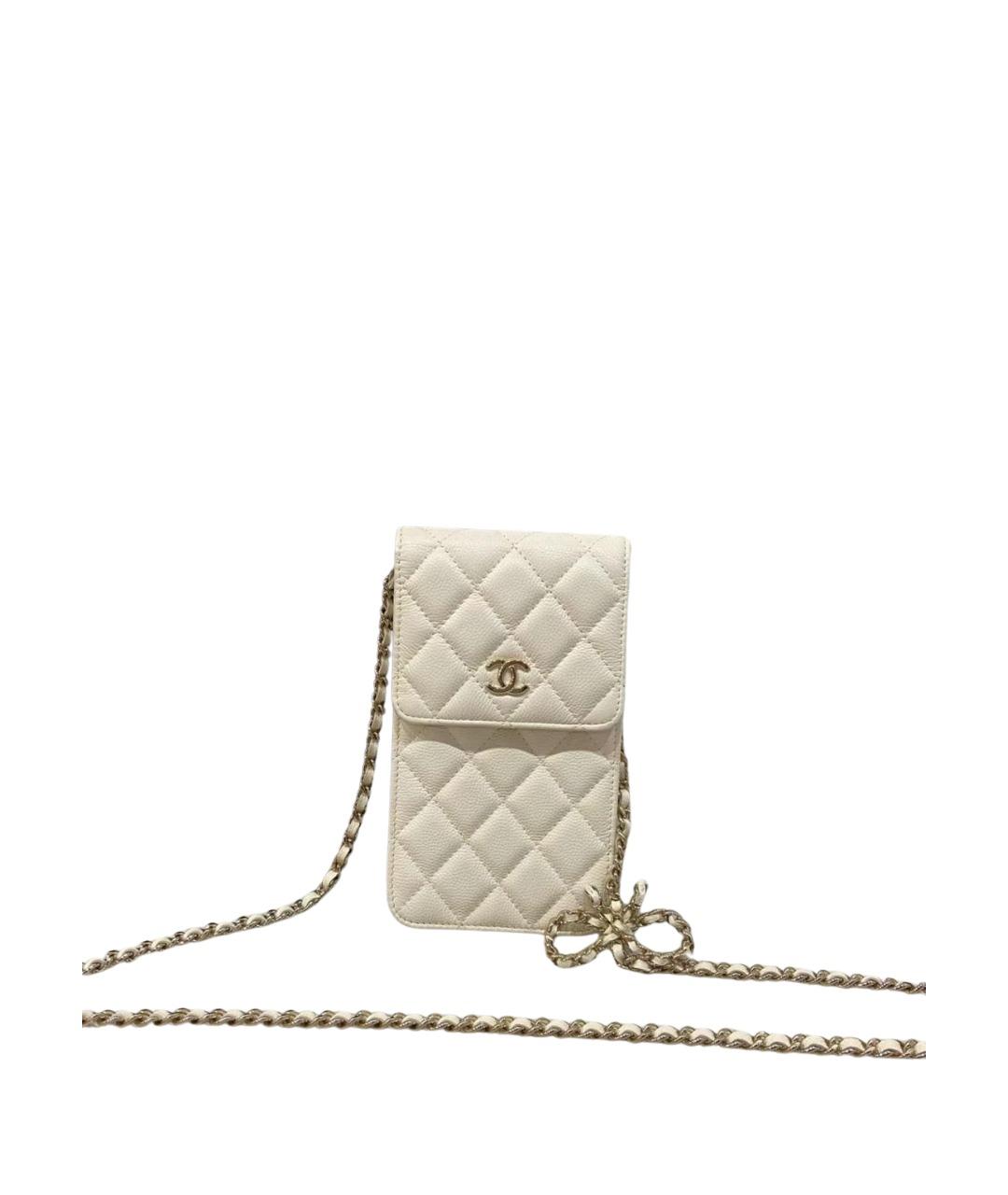 CHANEL Белая кожаная сумка через плечо, фото 1