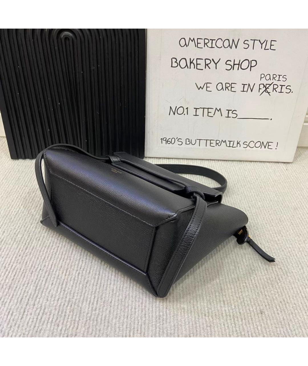 CELINE Черная кожаная сумка с короткими ручками, фото 7
