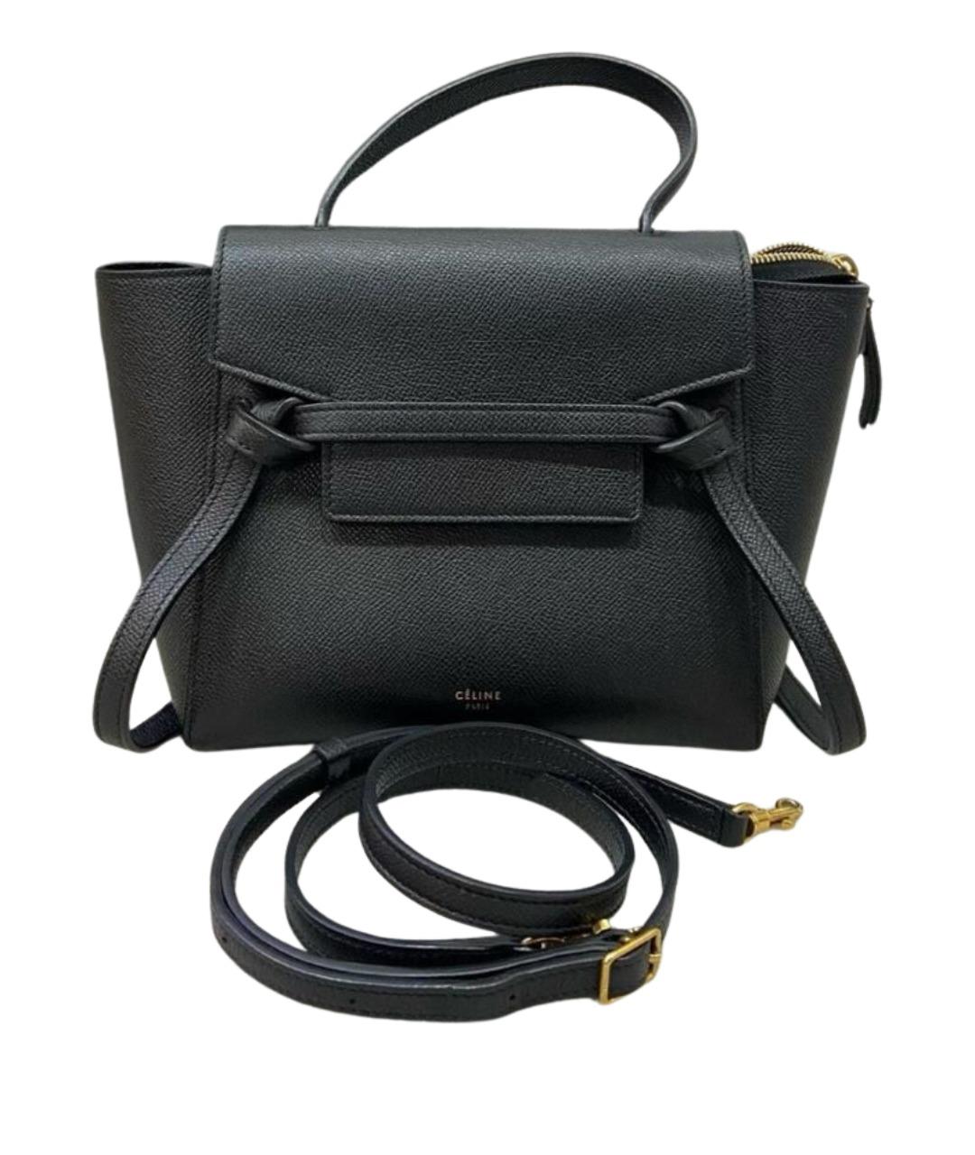 CELINE Черная кожаная сумка с короткими ручками, фото 1