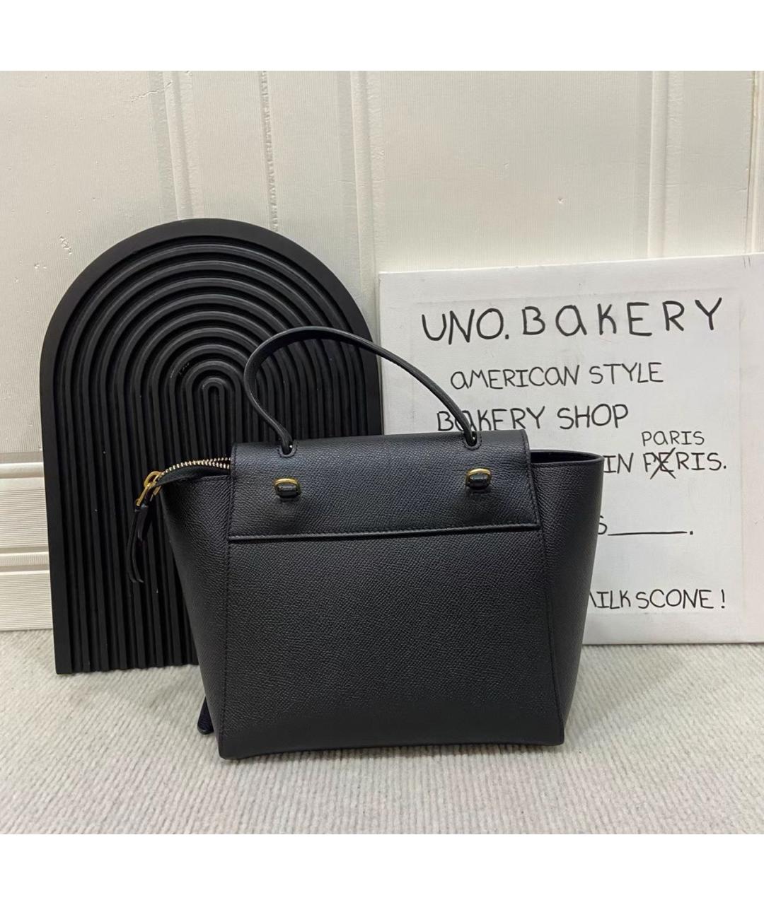 CELINE Черная кожаная сумка с короткими ручками, фото 2