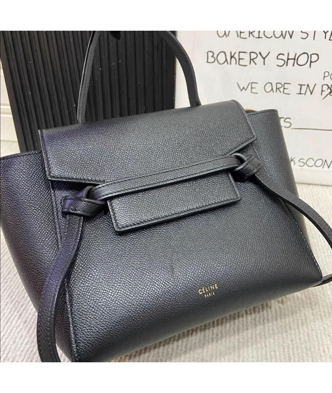 CELINE Черная кожаная сумка с короткими ручками, фото 5