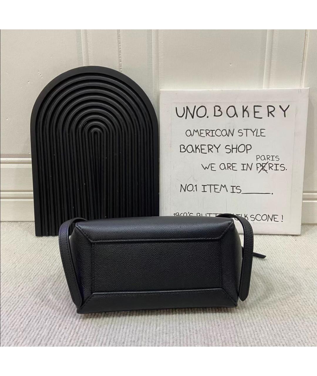 CELINE Черная кожаная сумка с короткими ручками, фото 4