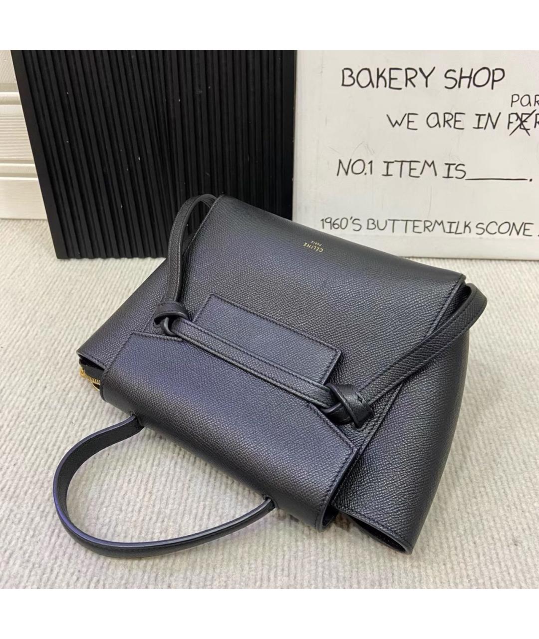 CELINE Черная кожаная сумка с короткими ручками, фото 6