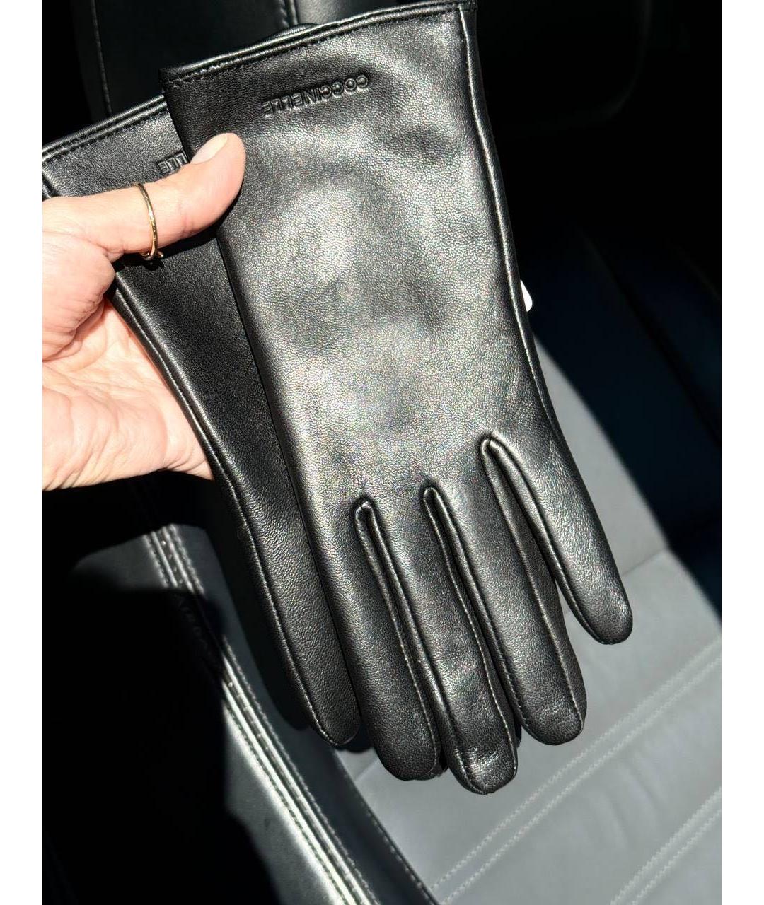 COCCINELLE Черные кожаные перчатки, фото 2