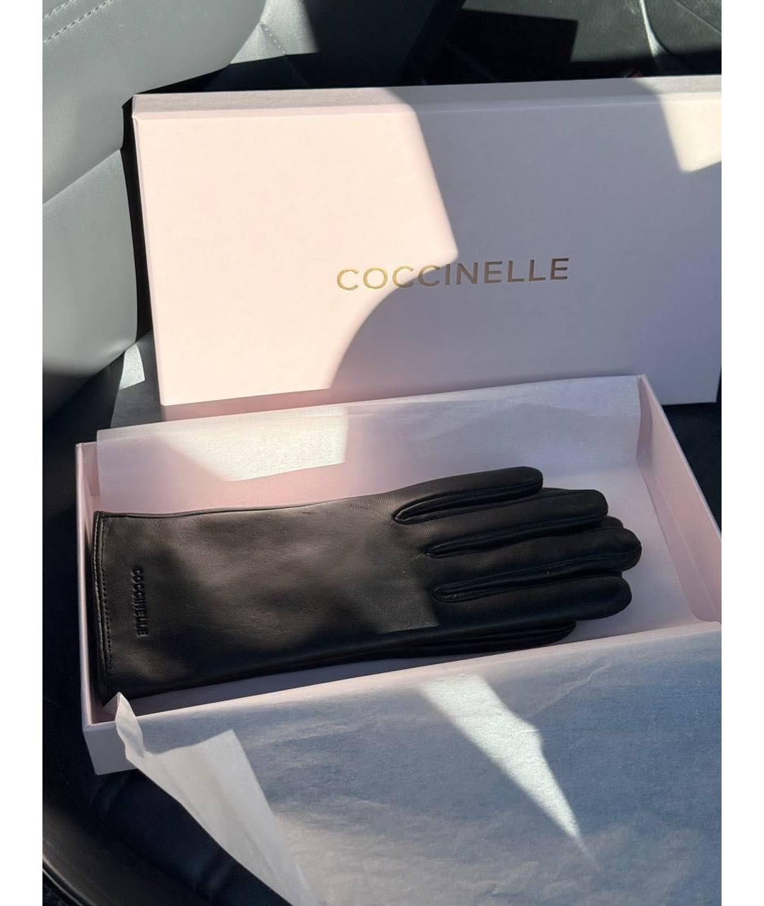 COCCINELLE Черные кожаные перчатки, фото 3