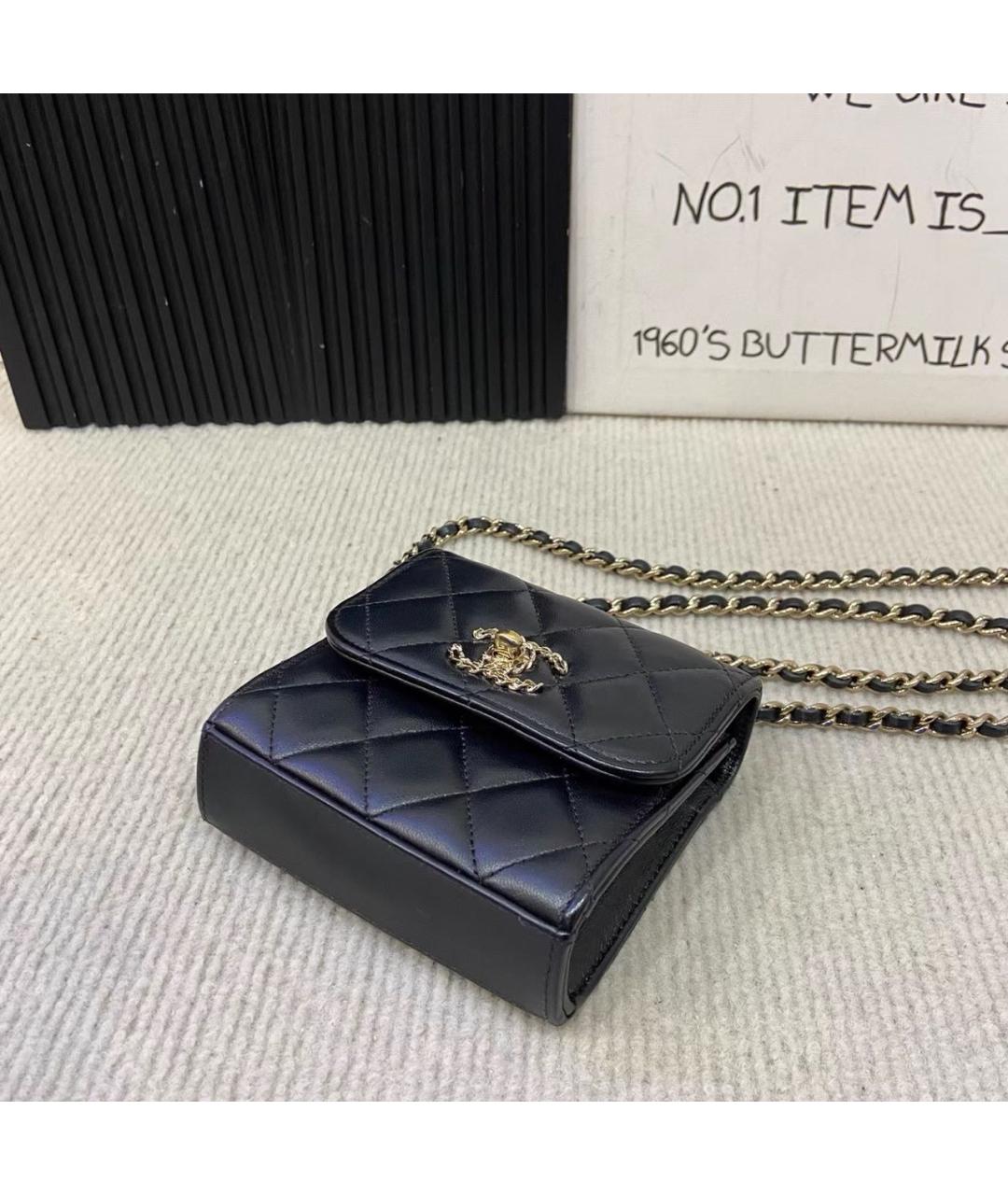 CHANEL Черная кожаная сумка через плечо, фото 5