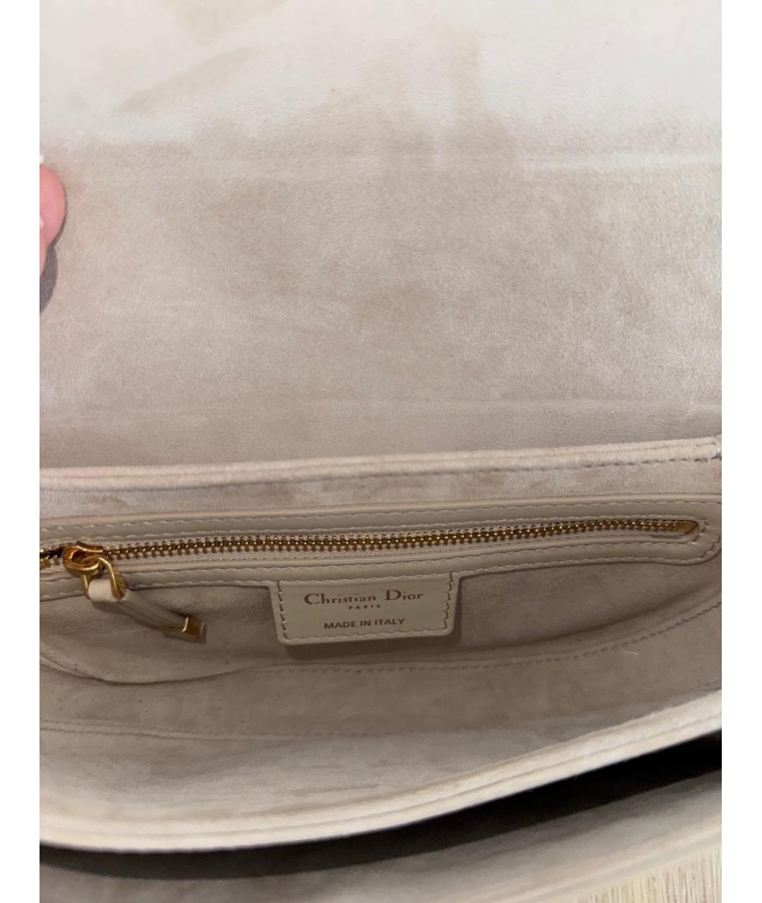 CHRISTIAN DIOR Бежевая кожаная сумка через плечо, фото 4