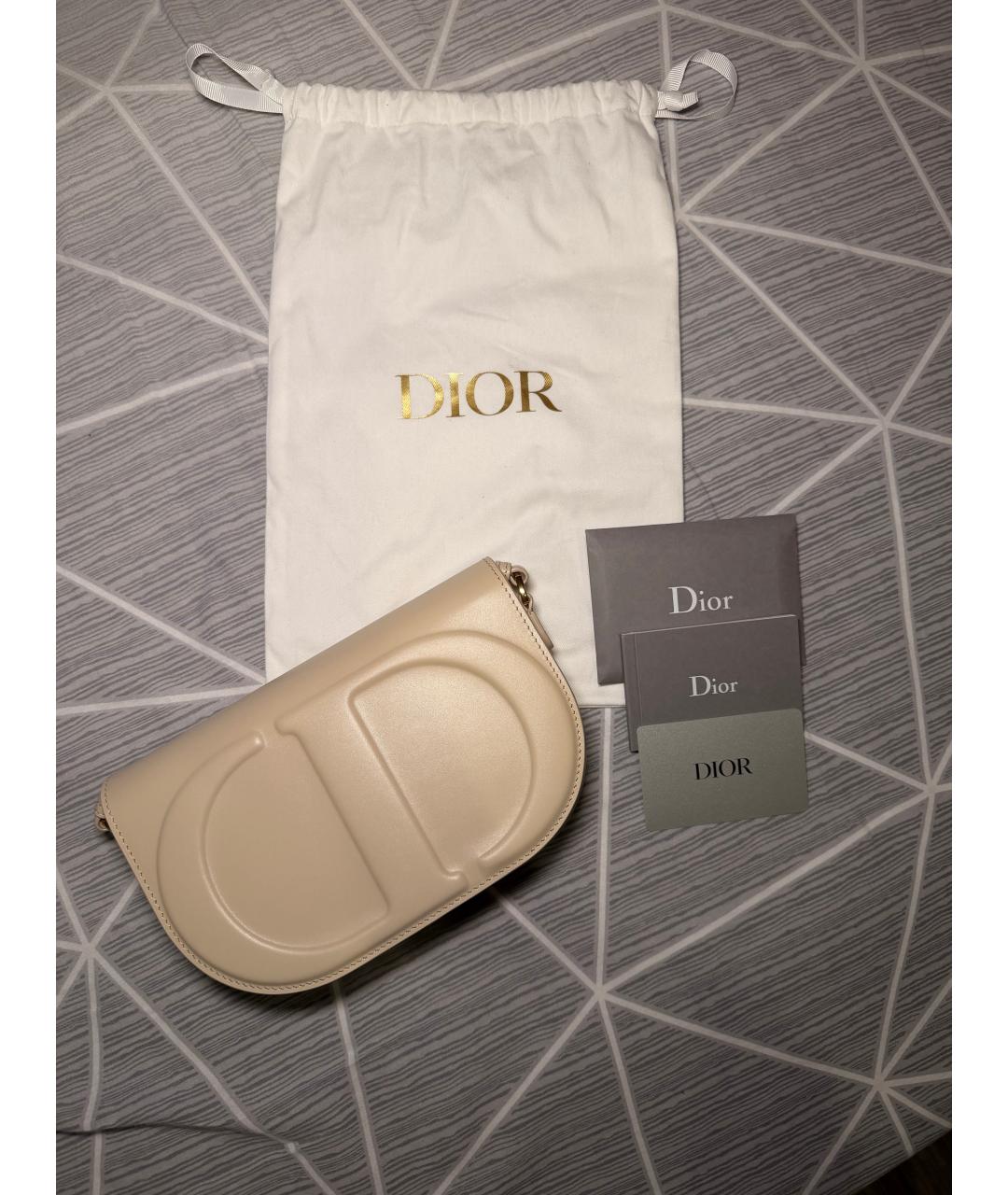 CHRISTIAN DIOR Бежевая кожаная сумка через плечо, фото 5