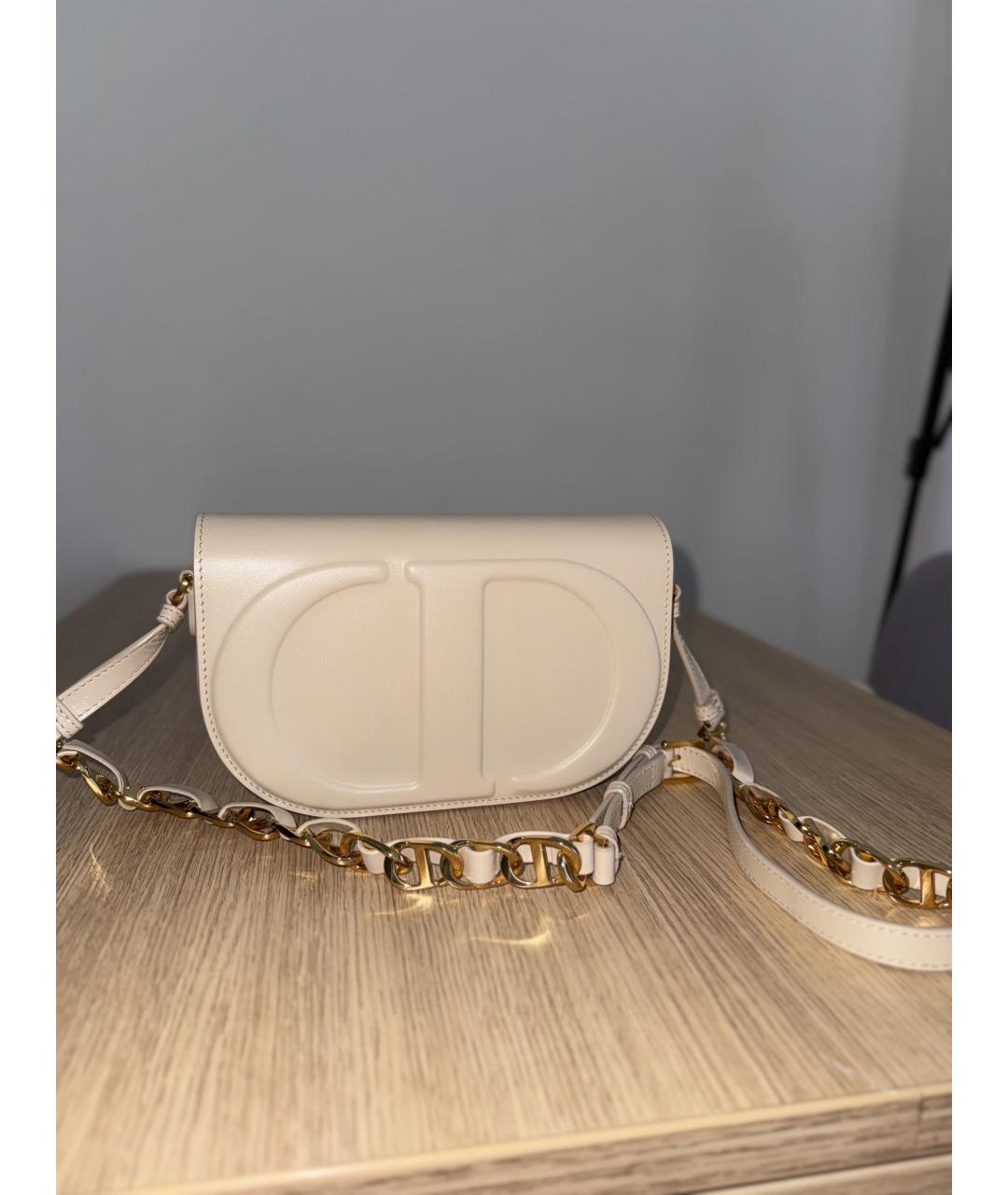 CHRISTIAN DIOR Бежевая кожаная сумка через плечо, фото 7