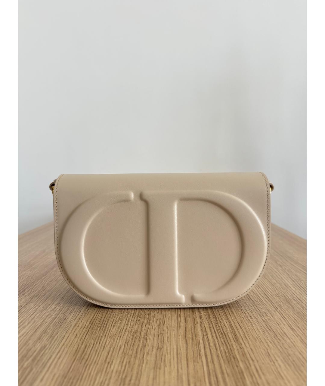 CHRISTIAN DIOR Бежевая кожаная сумка через плечо, фото 9