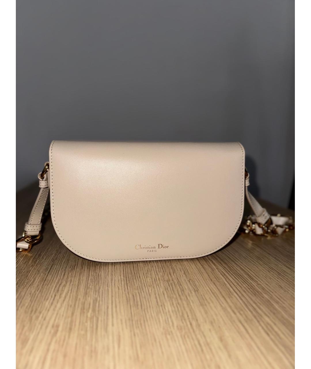 CHRISTIAN DIOR Бежевая кожаная сумка через плечо, фото 3