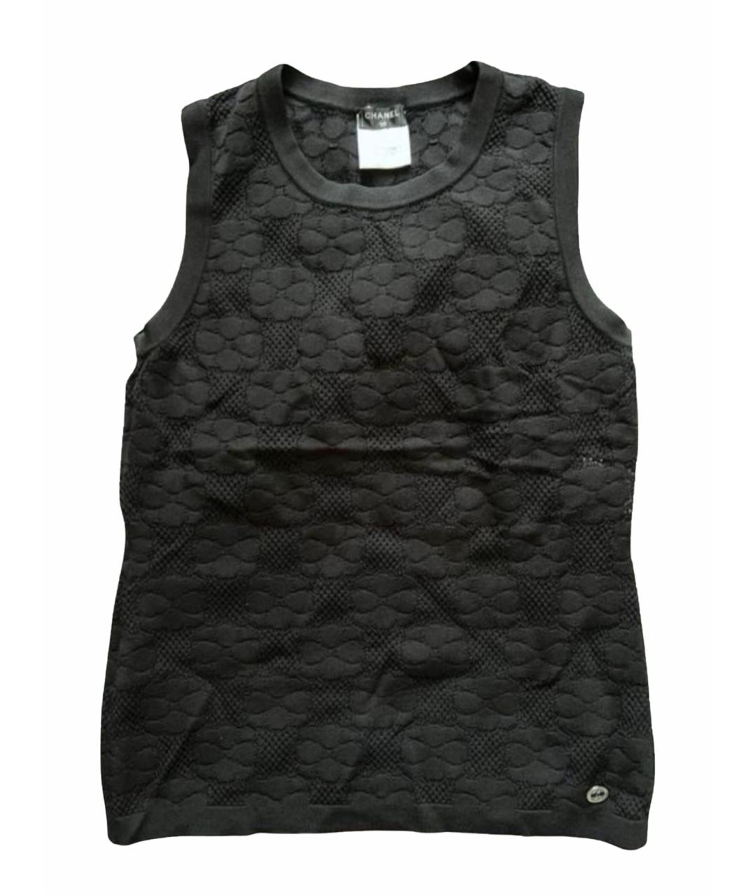 CHANEL Черная вискозная майка, фото 1
