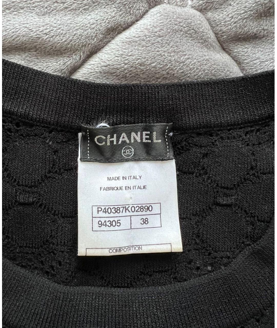 CHANEL Черная вискозная майка, фото 3