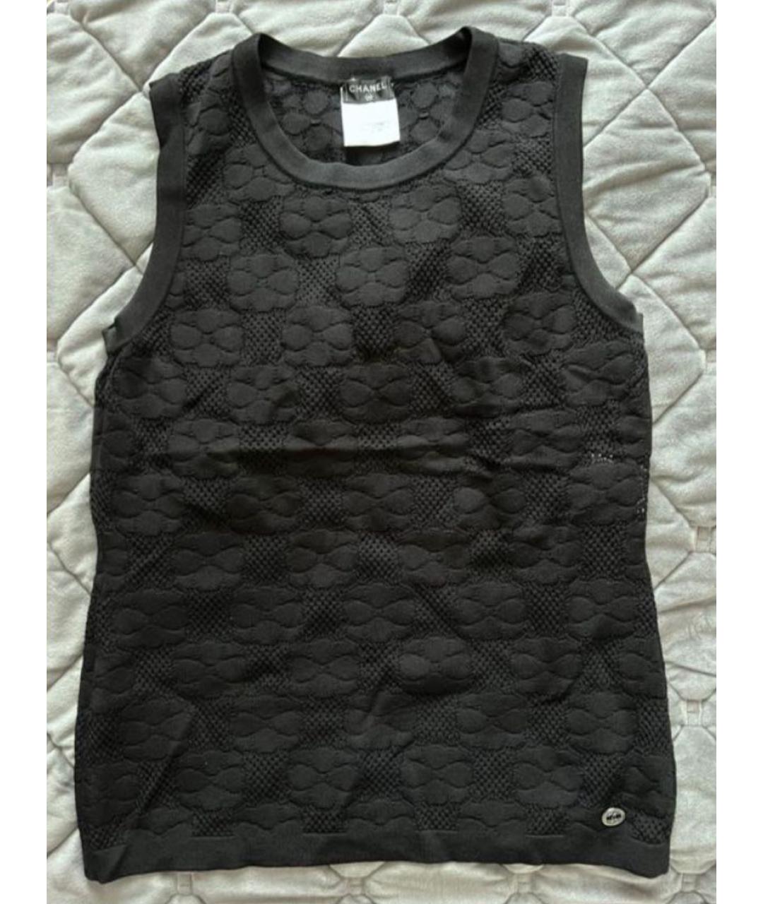 CHANEL Черная вискозная майка, фото 5