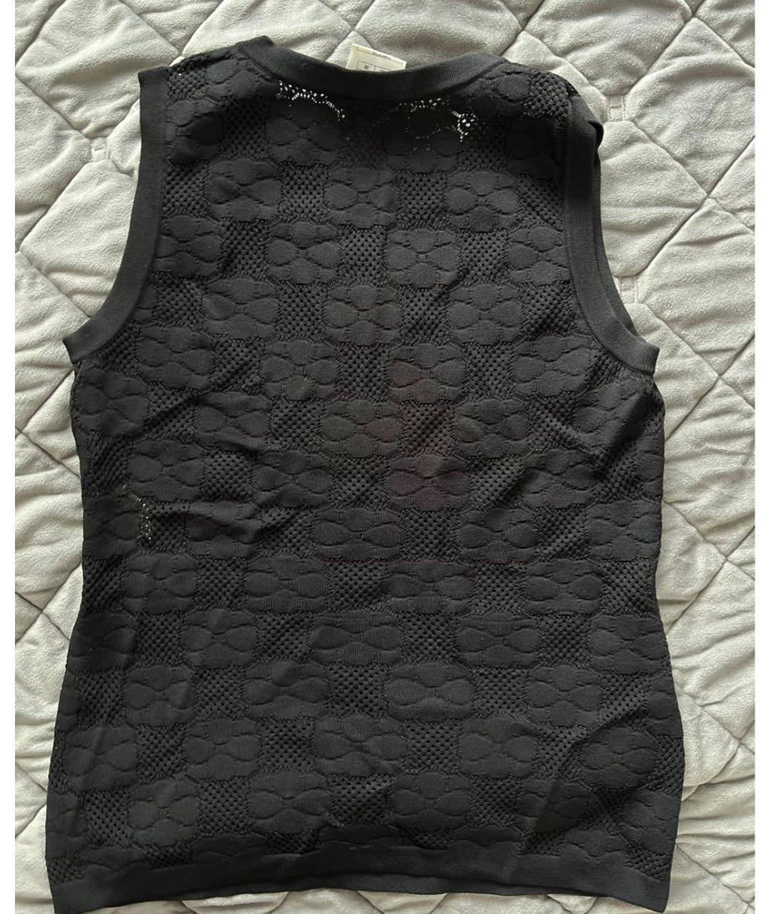 CHANEL Черная вискозная майка, фото 2