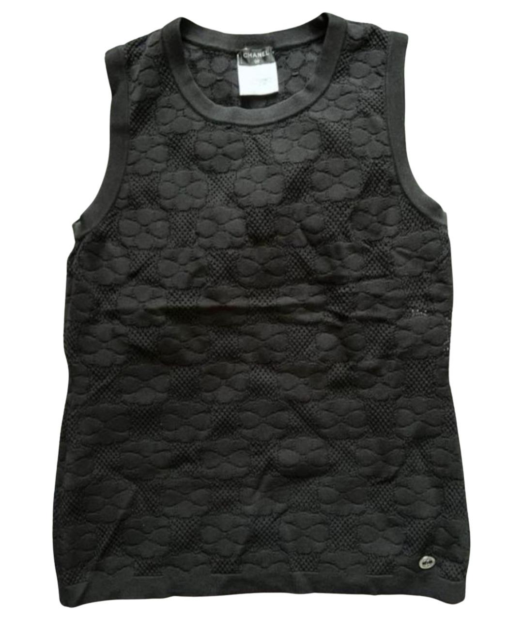 CHANEL Черная вискозная майка, фото 1