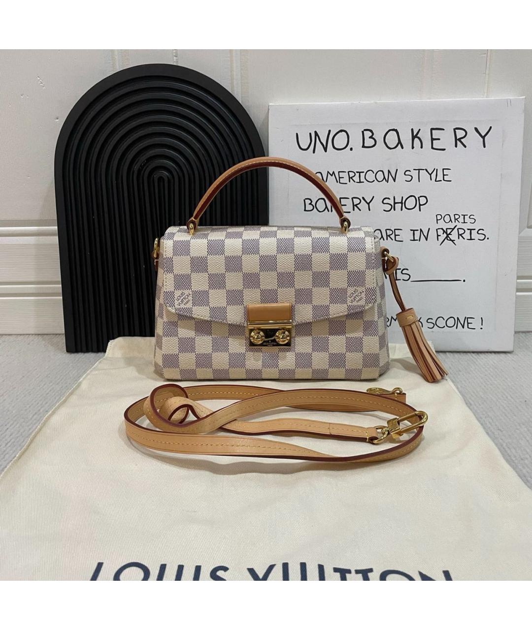 LOUIS VUITTON Бежевая кожаная сумка с короткими ручками, фото 9