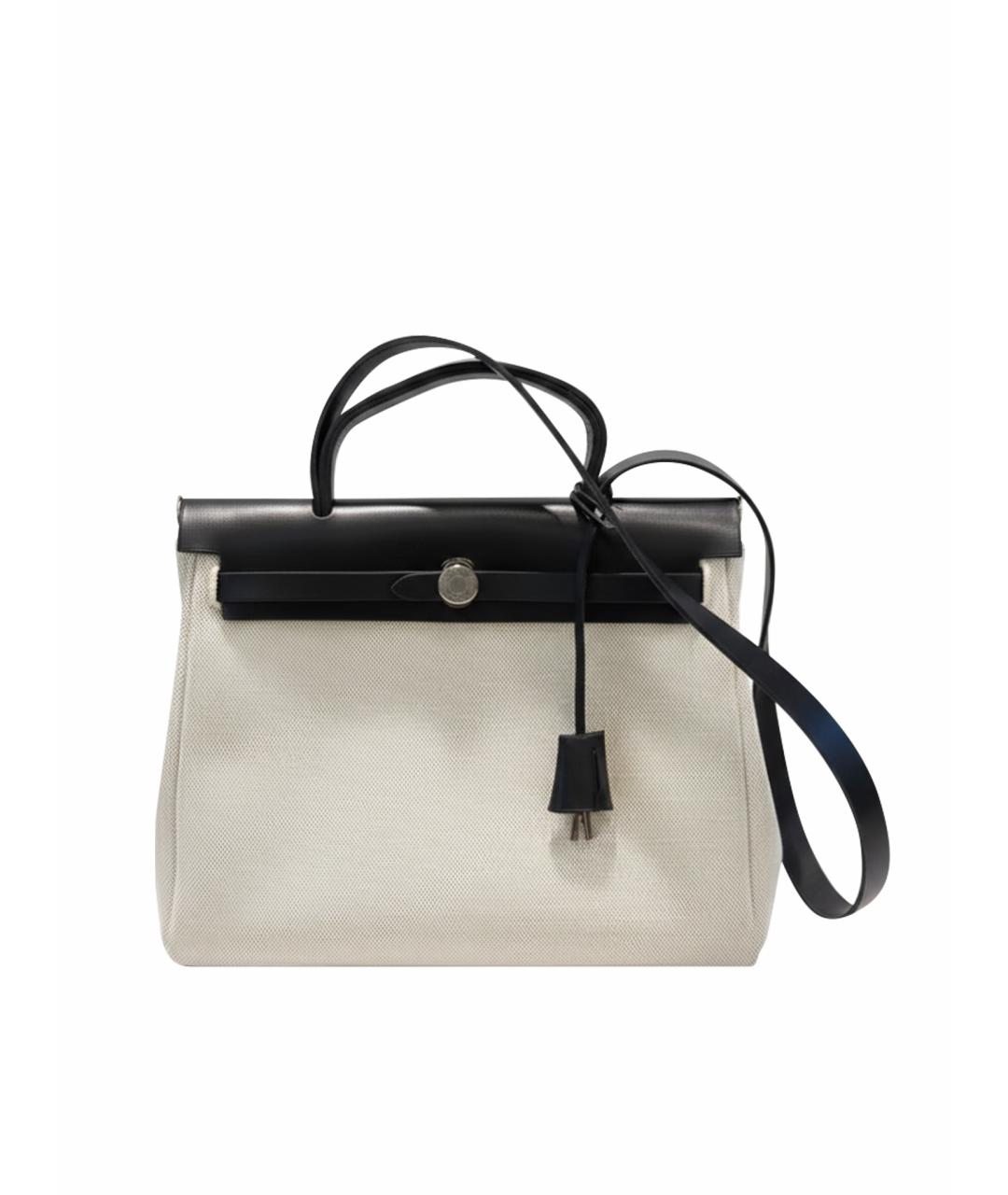 HERMES Бежевая кожаная сумка с короткими ручками, фото 1