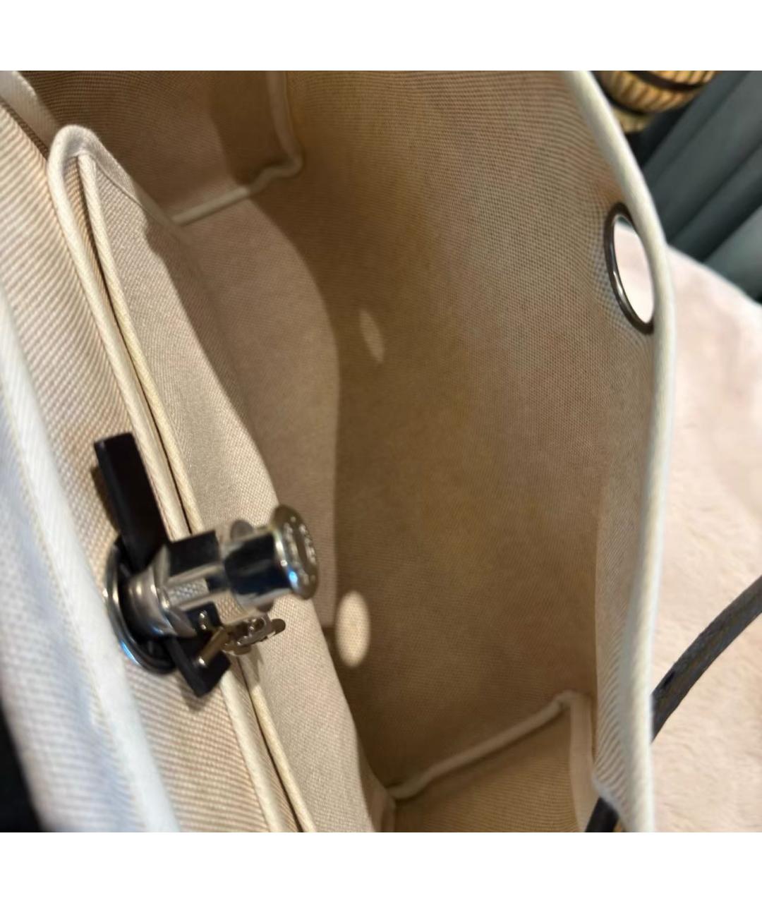 HERMES Бежевая кожаная сумка с короткими ручками, фото 5