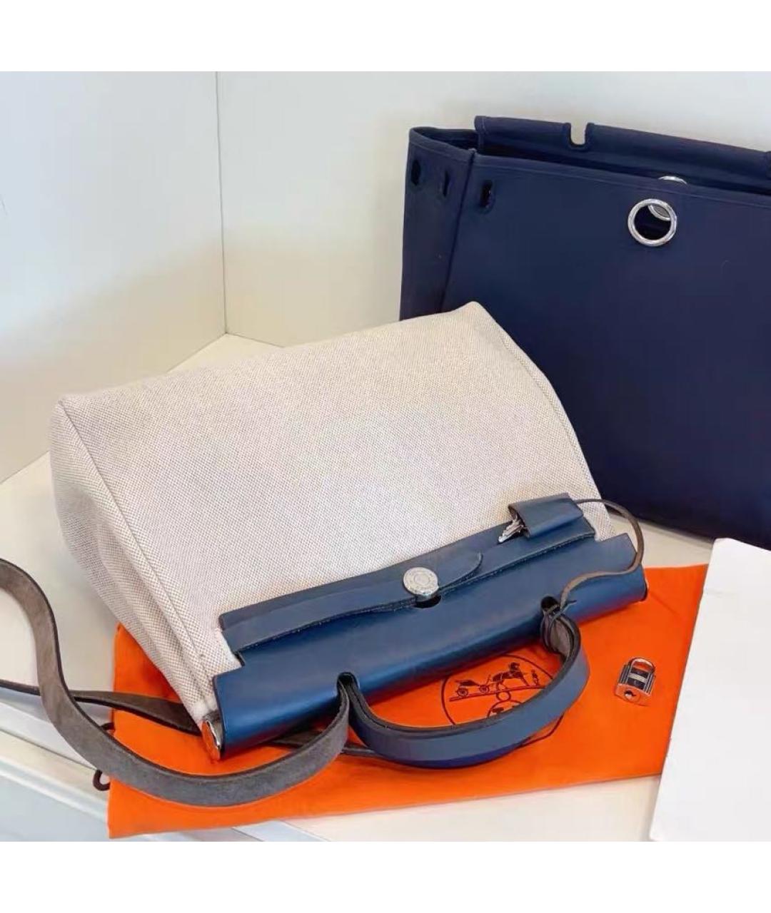 HERMES Синяя кожаная сумка с короткими ручками, фото 5