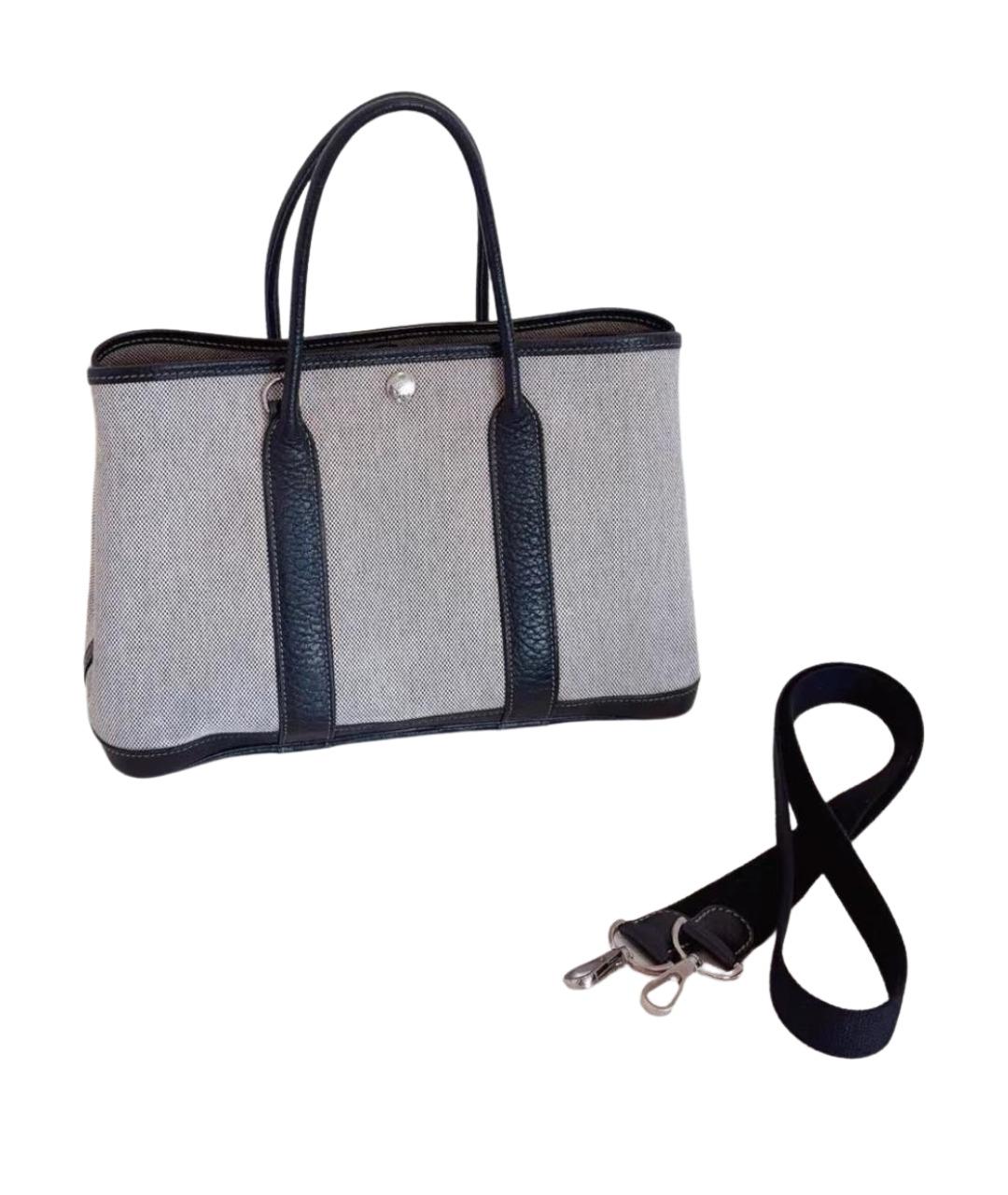 HERMES Черная кожаная сумка с короткими ручками, фото 1