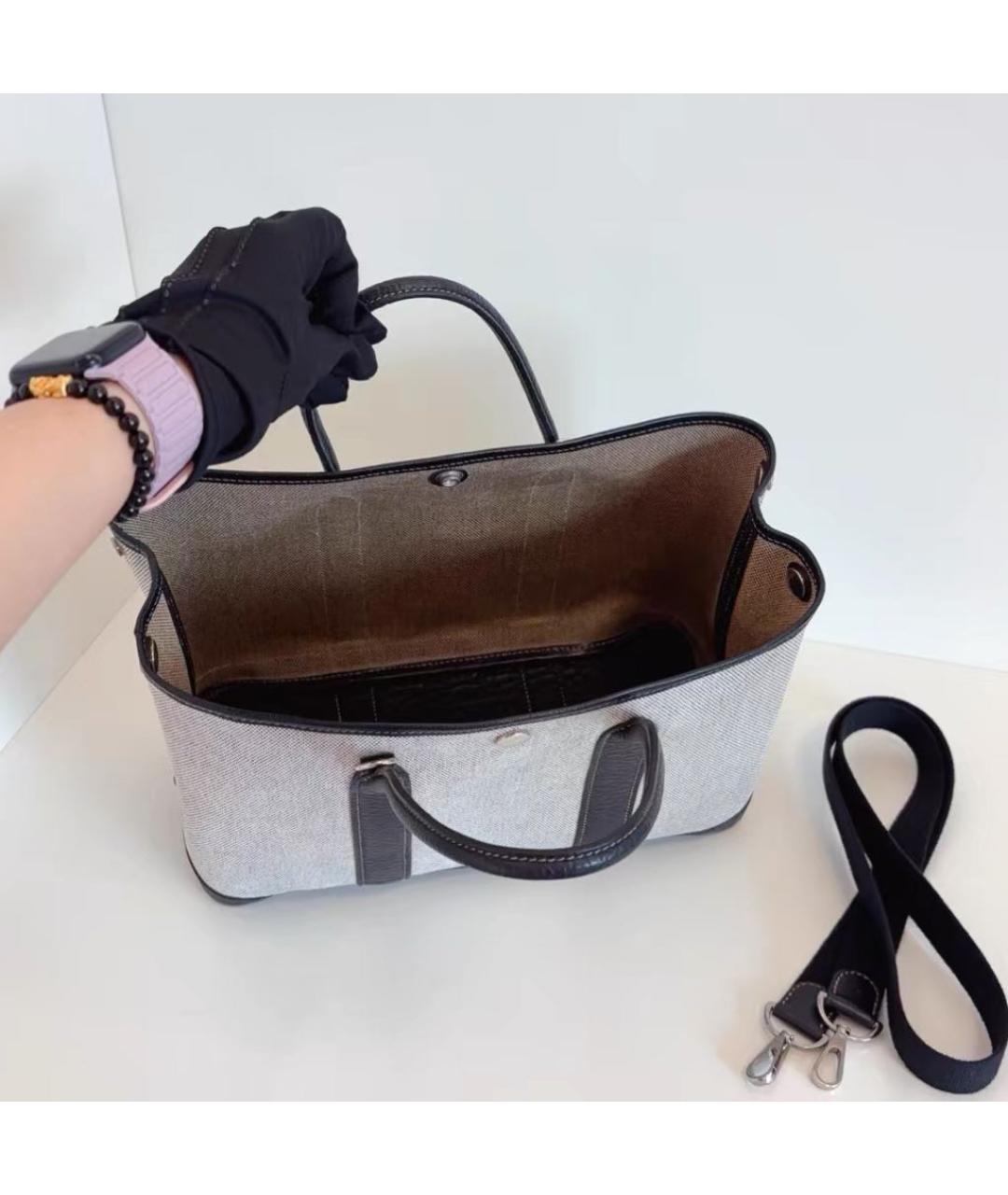 HERMES Черная кожаная сумка с короткими ручками, фото 8