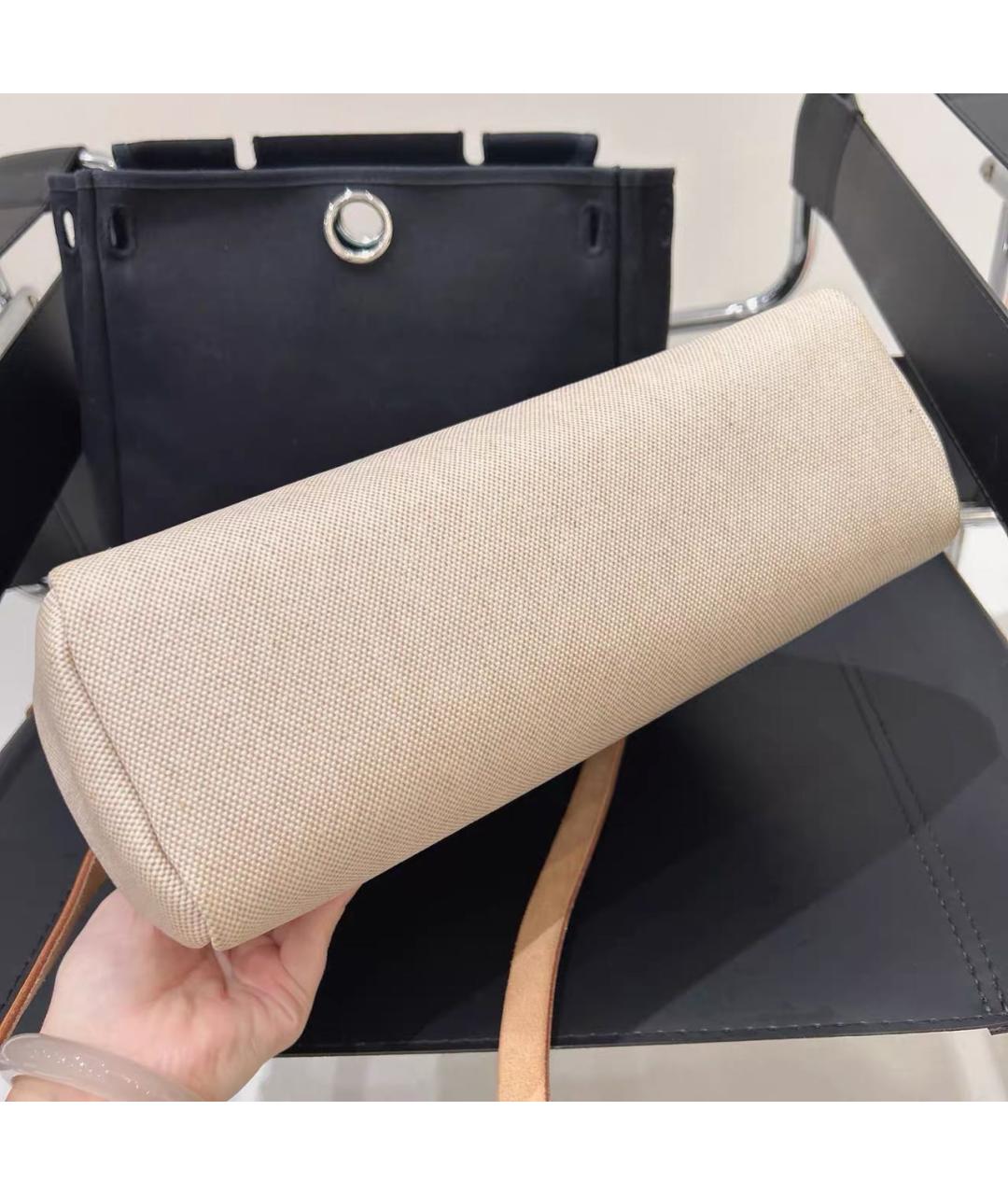 HERMES Бежевая кожаная сумка с короткими ручками, фото 3