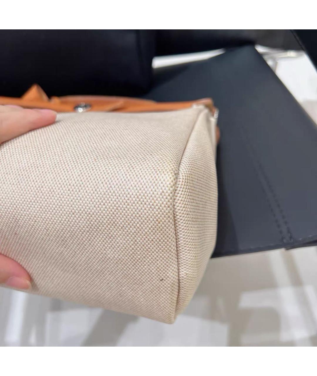 HERMES Бежевая кожаная сумка с короткими ручками, фото 5