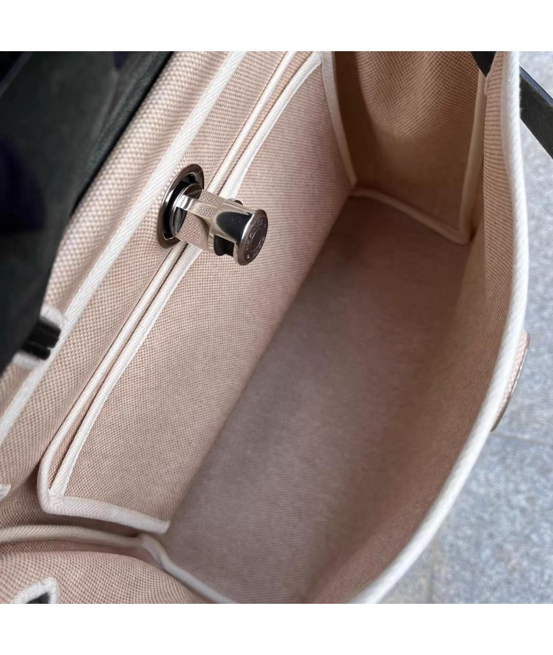 HERMES Бежевая тканевая сумка через плечо, фото 3