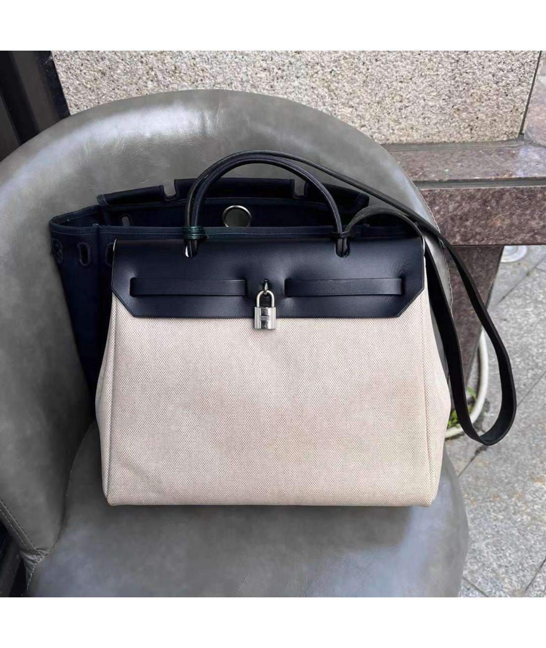 HERMES Бежевая тканевая сумка через плечо, фото 2