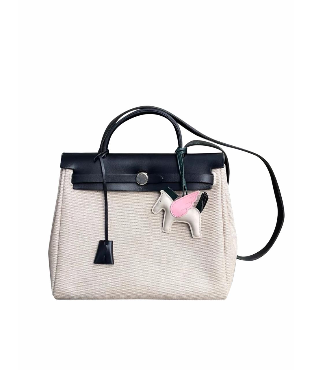 HERMES Бежевая тканевая сумка через плечо, фото 1