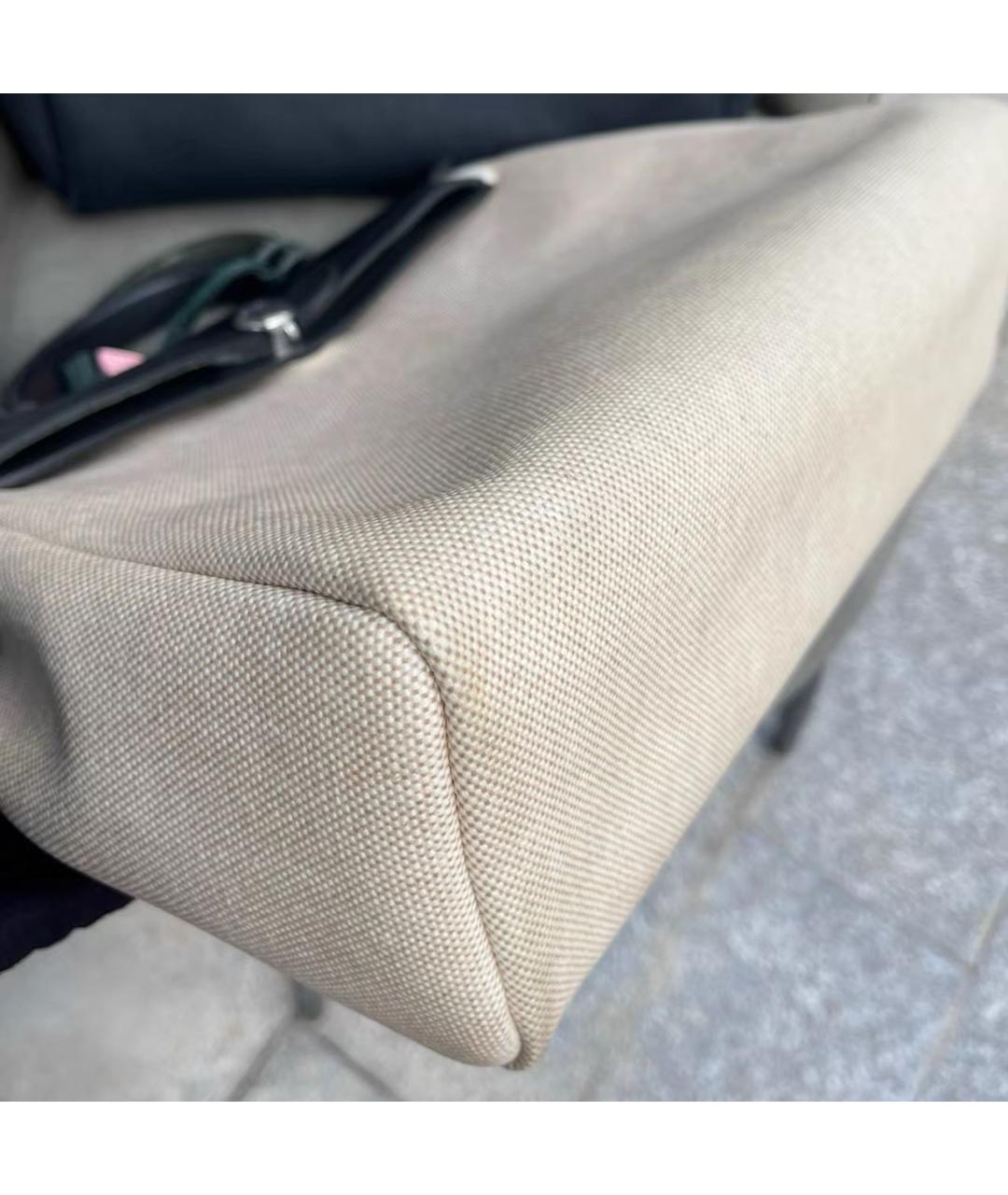 HERMES Бежевая тканевая сумка через плечо, фото 7